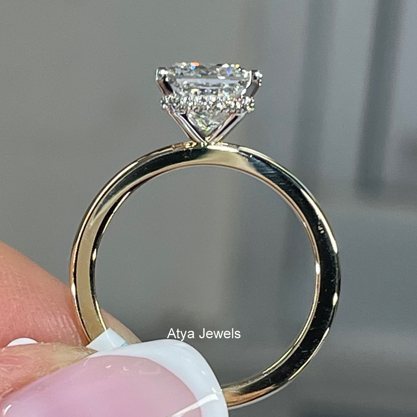 2.00 CT Princess Cut Lab Grown Diamond  Engagement Ring