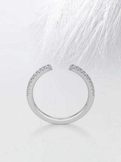 0.25 TCW Round Cut Moissanite Open Diamond Wedding Band in Solid Gold