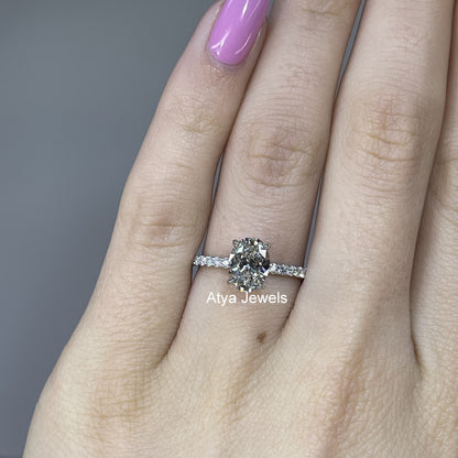 1.50 CT Oval Cut Lab Grown Diamond Halo Engagement Ring
