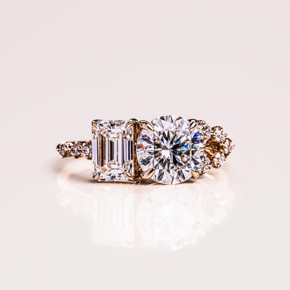 2.00 TCW Emerald Cut And Round Cut Moissanite Wedding Ring