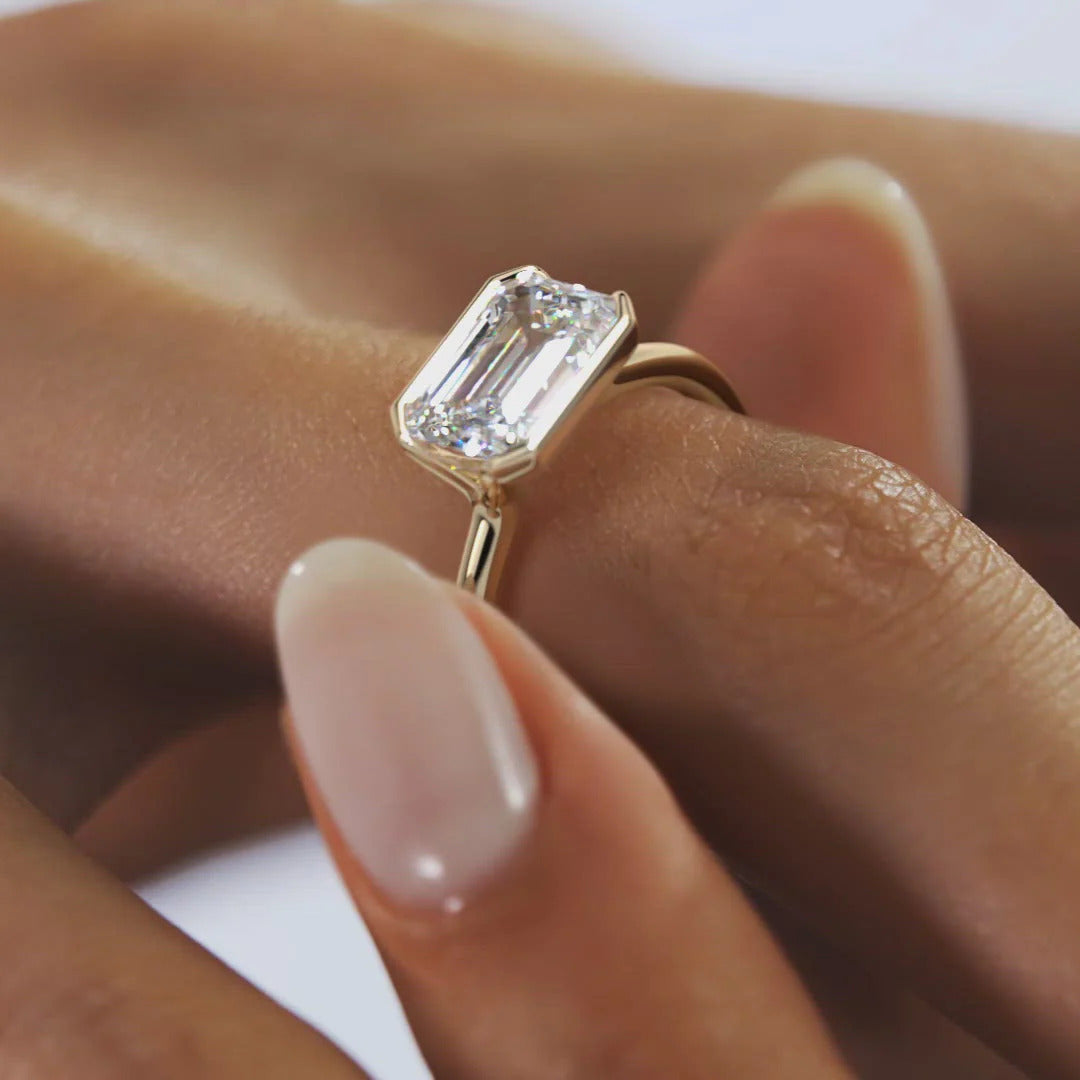 2.00 Ct Emerald Cut Moissanite Engagement Ring