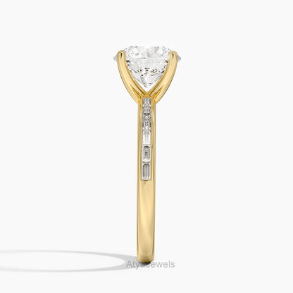 2.00 CT Round Cut Bezel Set Lab Grown Diamond Ring For Women