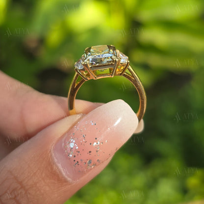 3.5 CT Canary Yellow Radiant Cut Moissanite Engagement Ring