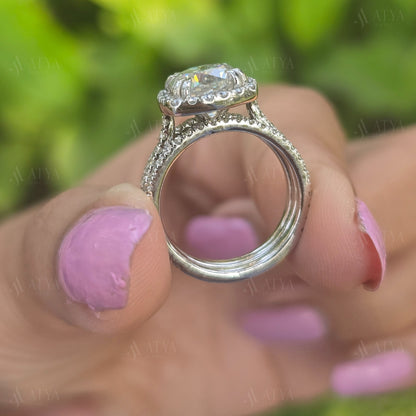 2.00 CT Cushion Cut Moissanite Bridal Ring Set Double Claw Prong Wedding Ring Set For Her Anniversary Ring