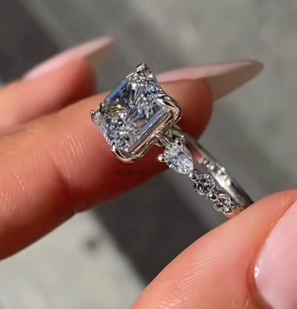 2.00 Ct Asscher Cut Moissanite Anniversary Ring