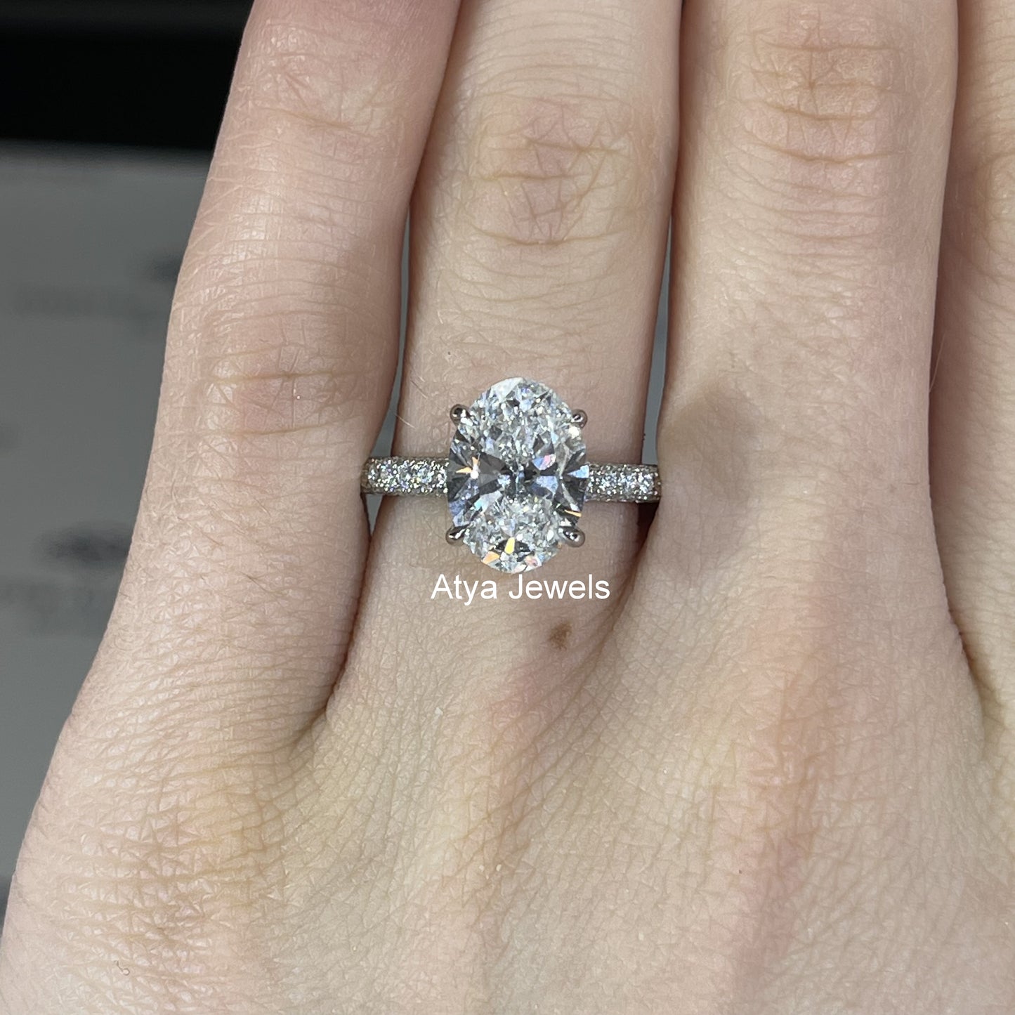 3.00 CT Oval Cut Lab Grown Diamond  Engagement Ring