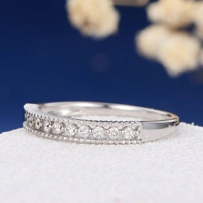 0.15 TCW Round Brilliant Cut Channel Set Half Eternity Wedding Band