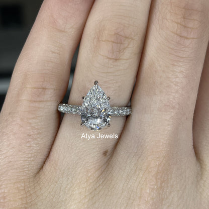 2.50 CT Pear Cut Lab Grown Diamond Engagement Ring