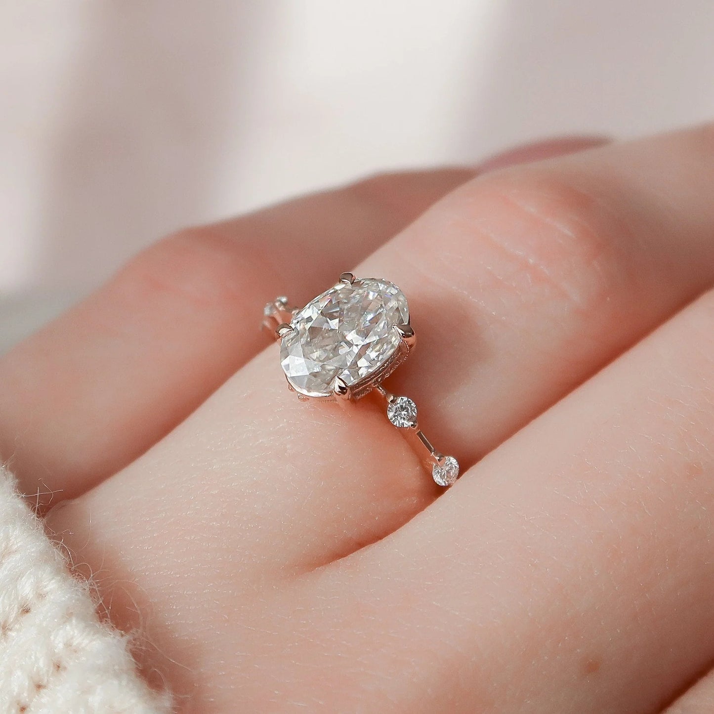 3.00 CT Oval Cut Moissanite Engagement Ring