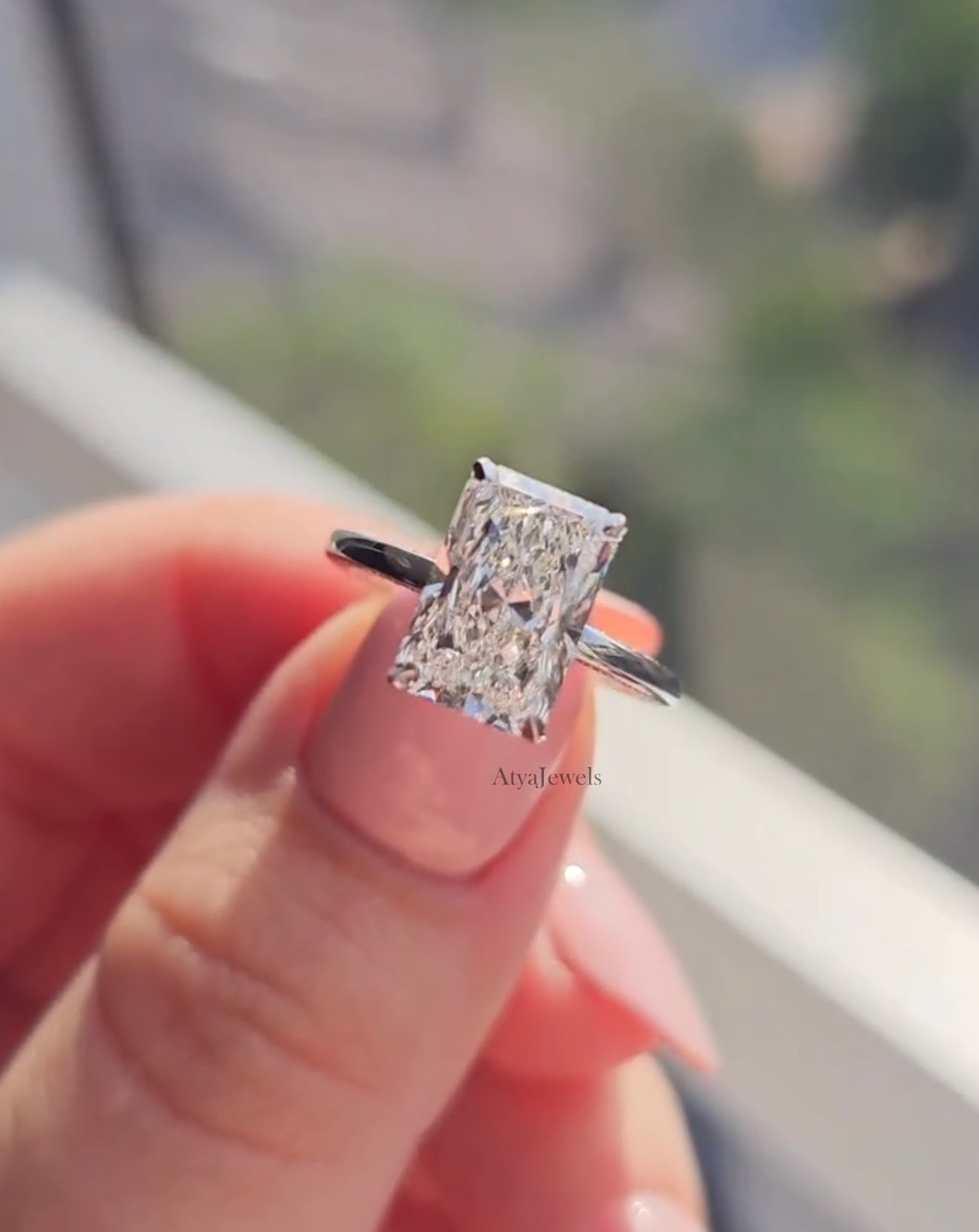 3.00 CT Radiant Cut Moissanite Anniversary Ring