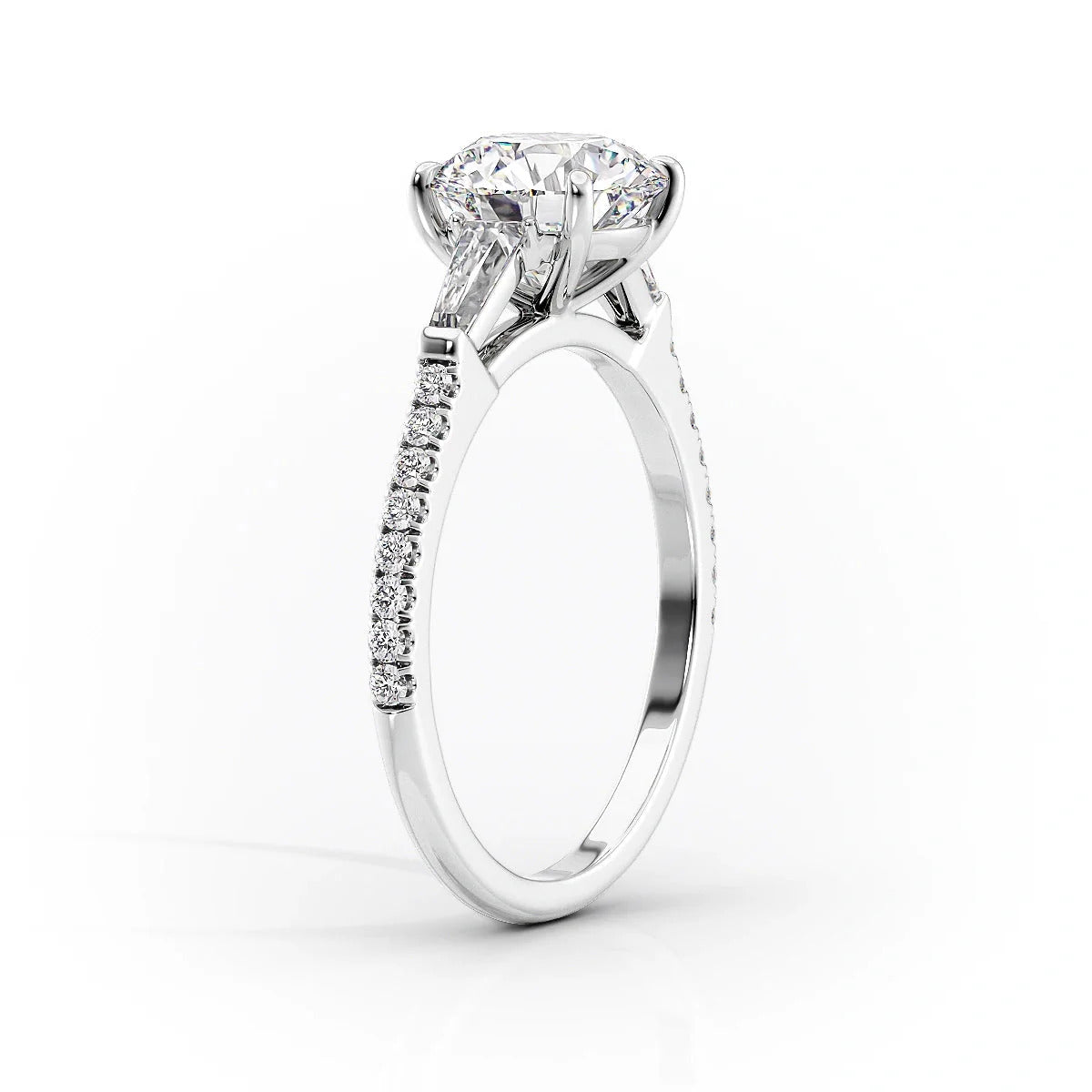 2.00 CT Cushion Cut Three Stone Moissanite Engagement Ring