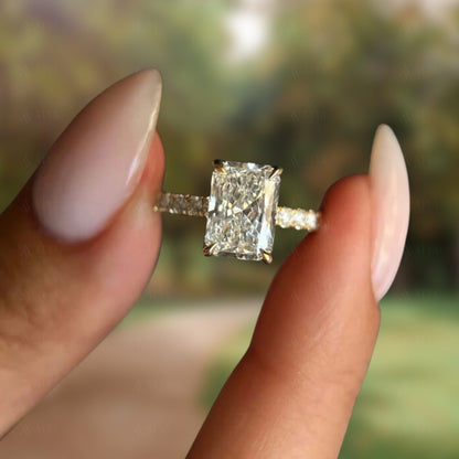 2.00 CT Radiant Cut Hidden Halo Lab-Grown Diamond Ring