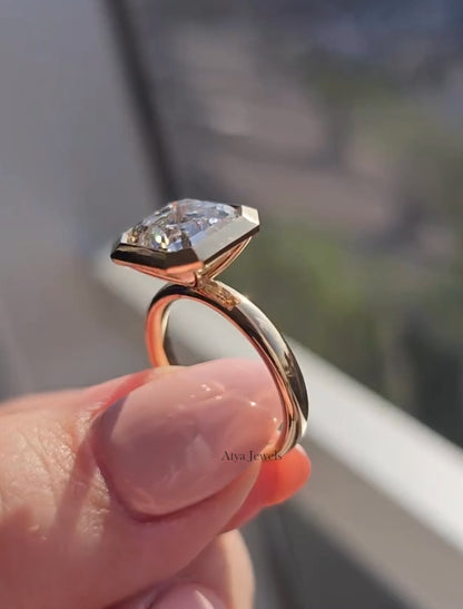 3.00 CT Asscher Cut Moissanite Anniversary Ring