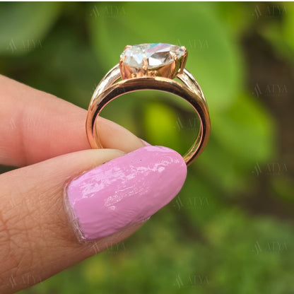 3.50 CT Split Shank Pear Cut Moissanite Engagement Ring Anniversary Ring Promise Ring Bridal Ring