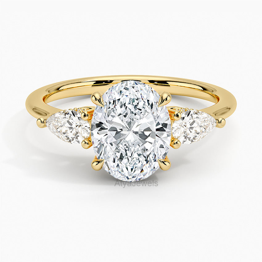 2.50 CT Oval Cut Three Stone Lab Grown Diamond Ring For Her