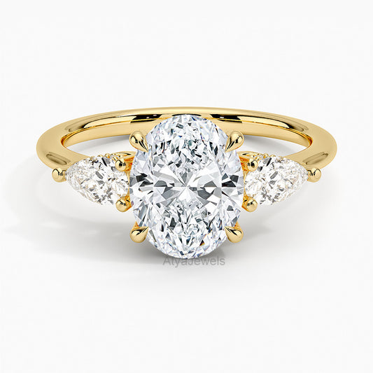 2.50 CT Oval Cut Three Stone Lab Grown Diamond Ring For Her