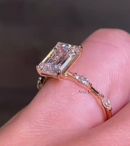 4.00 CT Emerald Cut Moisaanite Engagement  Ring