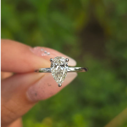 1.25 CT Pear Cut Moissanite Engagement Ring Dainty Ring Daily Wear Ring Gift Ring For Her