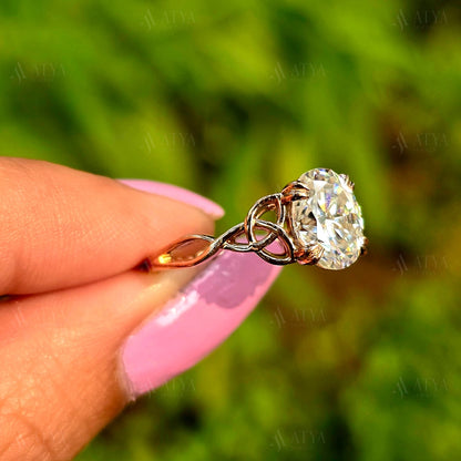 Unique 2.50 CT Oval Cut Moissanite Diamond Engagement Ring Side Nature Inspired Solitaire Ring Promise Ring