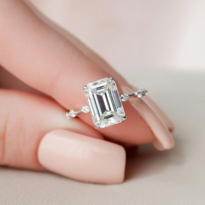 4.00 CT Emerald Cut Moissanite Engagement Ring