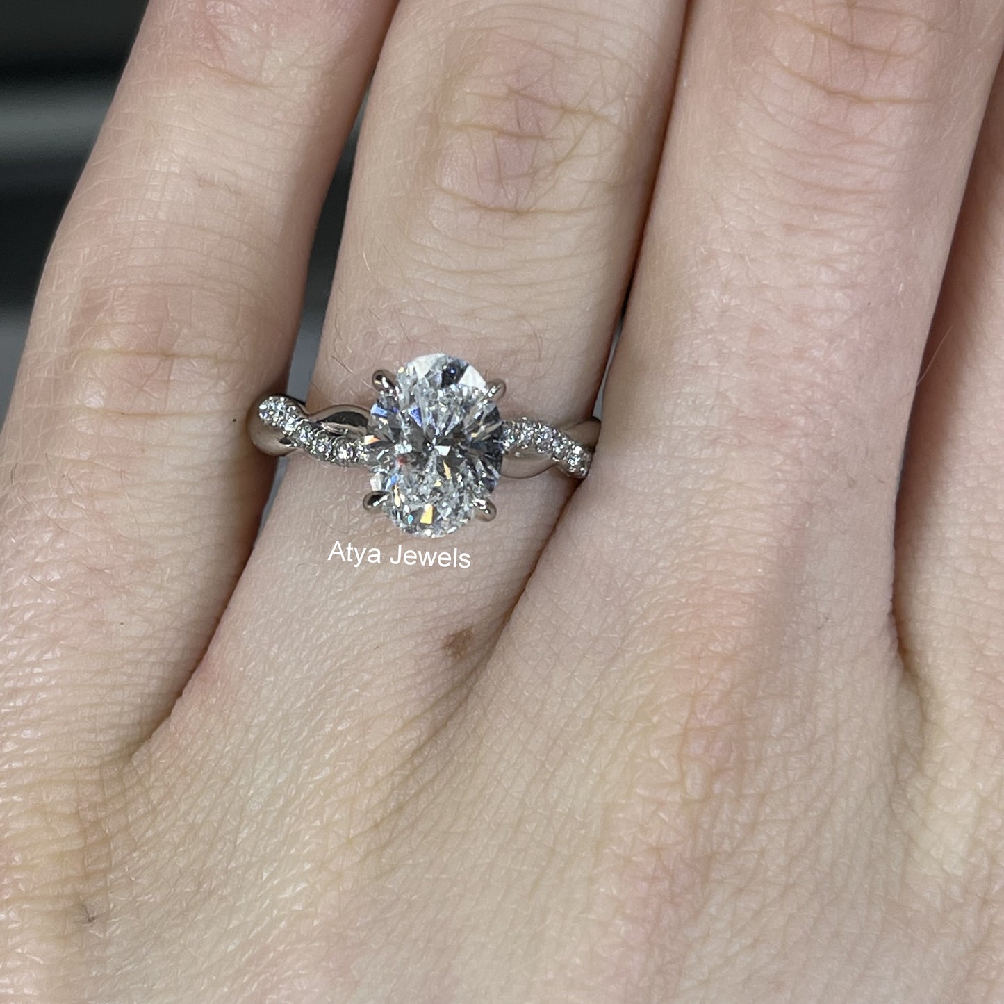 2.00 CT Oval Cut Lab Grown Diamond Engagement Ring