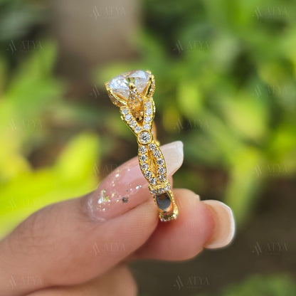 2.00 CT Round Cut Vintage Moissanite Engagement Ring Victorian Style Wedding Ring For Her Promise Ring