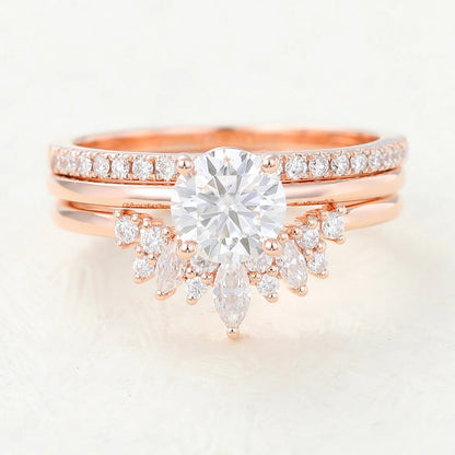 2.00 CT Round Cut Moissanite Bridal Wedding Ring Set