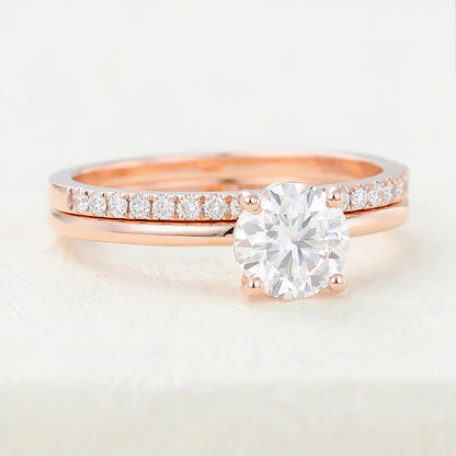 1.50 CT Round Cut Moissanite Bridal Wedding Ring Set