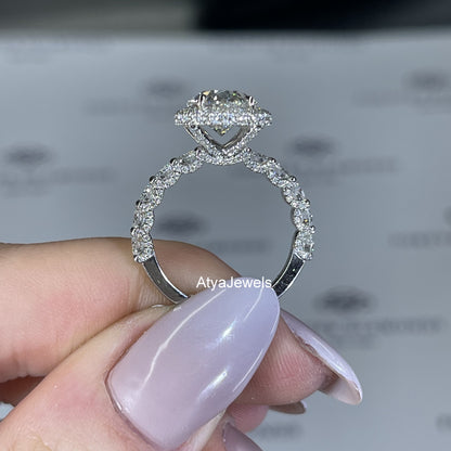 2 CT Oval Cut Solid White Gold Lab Grown Diamond Engagement Ring