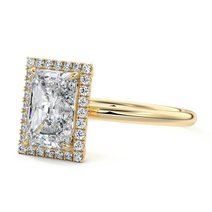2.50 CT Radiant Cut Lab Created Diamond Solitaire Halo Engagement Ring