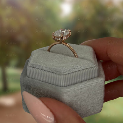 2.50 CT Oval Cut IGI Certified Lab Grown Diamond Solitaire Engaement Ring With Hidden Halo Accent