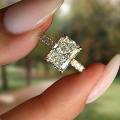 2.00 CT Radiant Cut Hidden Halo Lab-Grown Diamond Ring