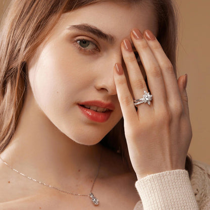 1.50 CT Round Cut Moissanite Wedding Bridal Ring Set