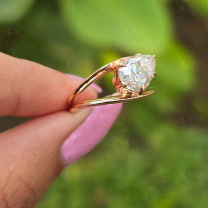 3.50 CT Split Shank Pear Cut Moissanite Engagement Ring Anniversary Ring Promise Ring Bridal Ring