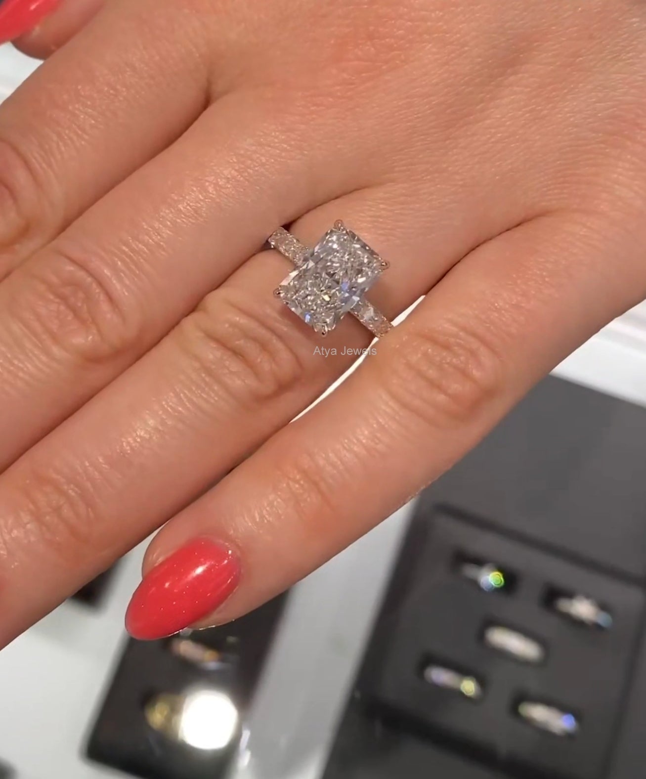 3.00 CT Radiant Cut Moissanite Engagement Ring