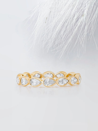 2.50 TCW Bezel Set Pear Cut Moissanite Eternity Diamond Wedding Band
