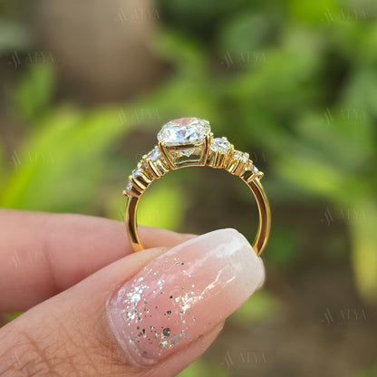 3.00 CT Elongated Cushion Cut Moissanite Engagement Ring Cluster Ring Gift For Her