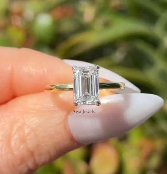 3.00 CT Emerald Cut Moissanite Valentine Ring