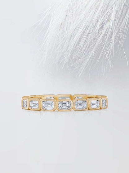 2.00 TCW Bezel Set Emerald Cut Moissanite Eternity Diamond Wedding Band
