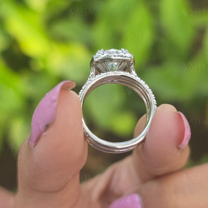 2.00 CT Cushion Cut Moissanite Bridal Ring Set Double Claw Prong Wedding Ring Set For Her Anniversary Ring