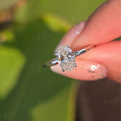 1.25 CT Oval Cut Moissanite Engagement Ring Dainty Ring Minimalist Ring Promise Ring Bridal Ring Set