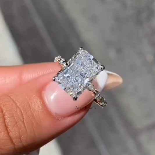 3.00 CT Radiant Cut Moissanite Engagement Ring