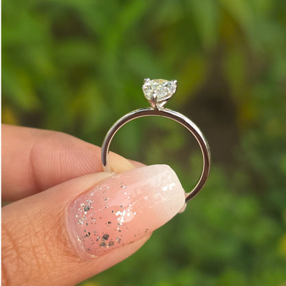 1.25 CT Pear Cut Moissanite Engagement Ring Dainty Ring Daily Wear Ring Gift Ring For Her