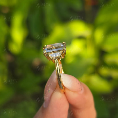 3.5 CT Canary Yellow Radiant Cut Moissanite Engagement Ring