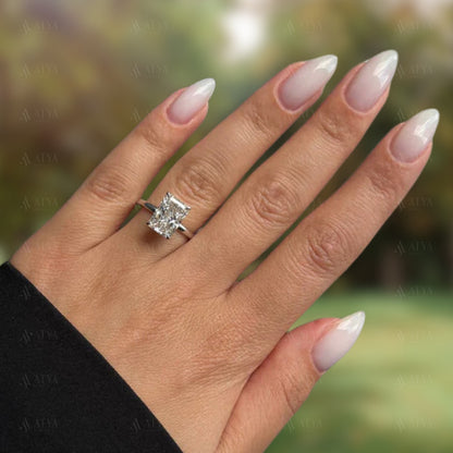 2.50 CT Radiant Cut IGI Certified Lab Grown Diamond Solitaire Hidden Halo Engagement Ring For Her