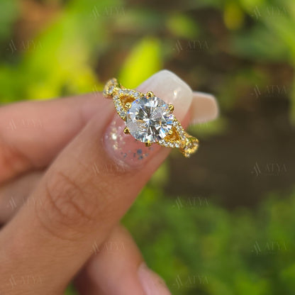 2.00 CT Round Cut Vintage Moissanite Engagement Ring Victorian Style Wedding Ring For Her Promise Ring
