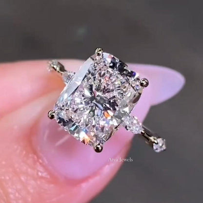3.00 CT Cushion Cut Moissanite Engagement Ring