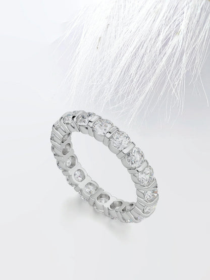 5.00 TCW Round Cut Moissanite Bar Set Diamond Wedding Band for Her