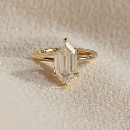 2.50 CT Hexagon Cut Moissanite Anniversary Ring
