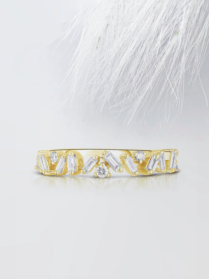 1.50 TCW MIXED SHAPE MOISSANITE HALF ETERNITY DIAMOND WEDDING BAND